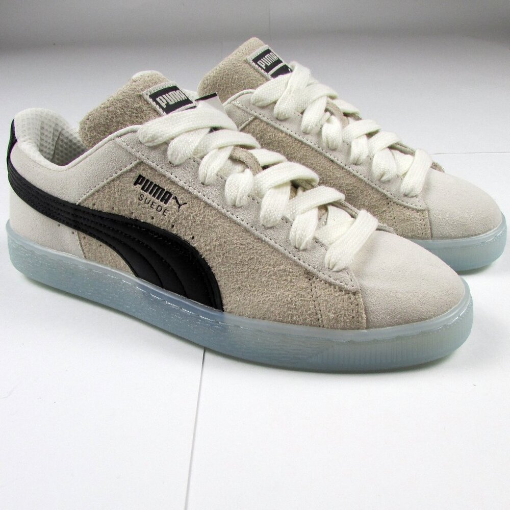 PUMA Suede Classic Mist Athletic Shoe Warm White Black Icy Blue RARE Mens 10